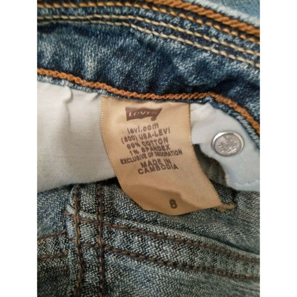 Levi's 545 Size 8 Shorts Blue Jean Denim Bermuda Cotton Womens Cuffed Stretch - Picture 3 of 9